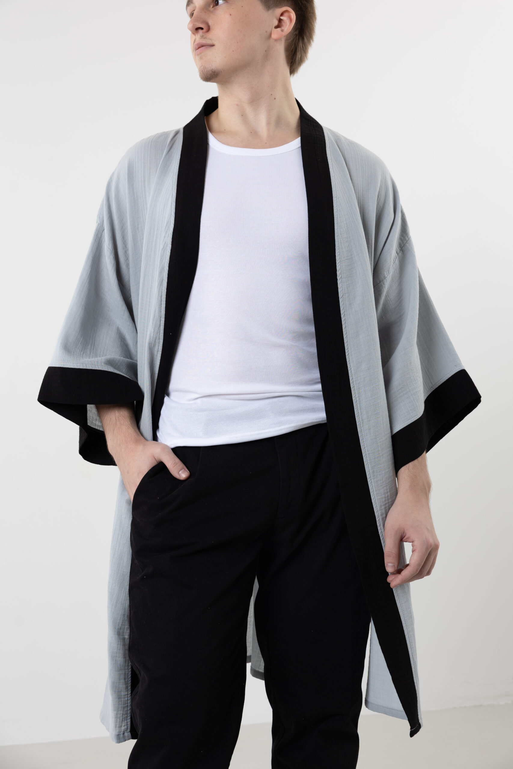 Abstract Face Embroidered Muslin Wrap - Image 6