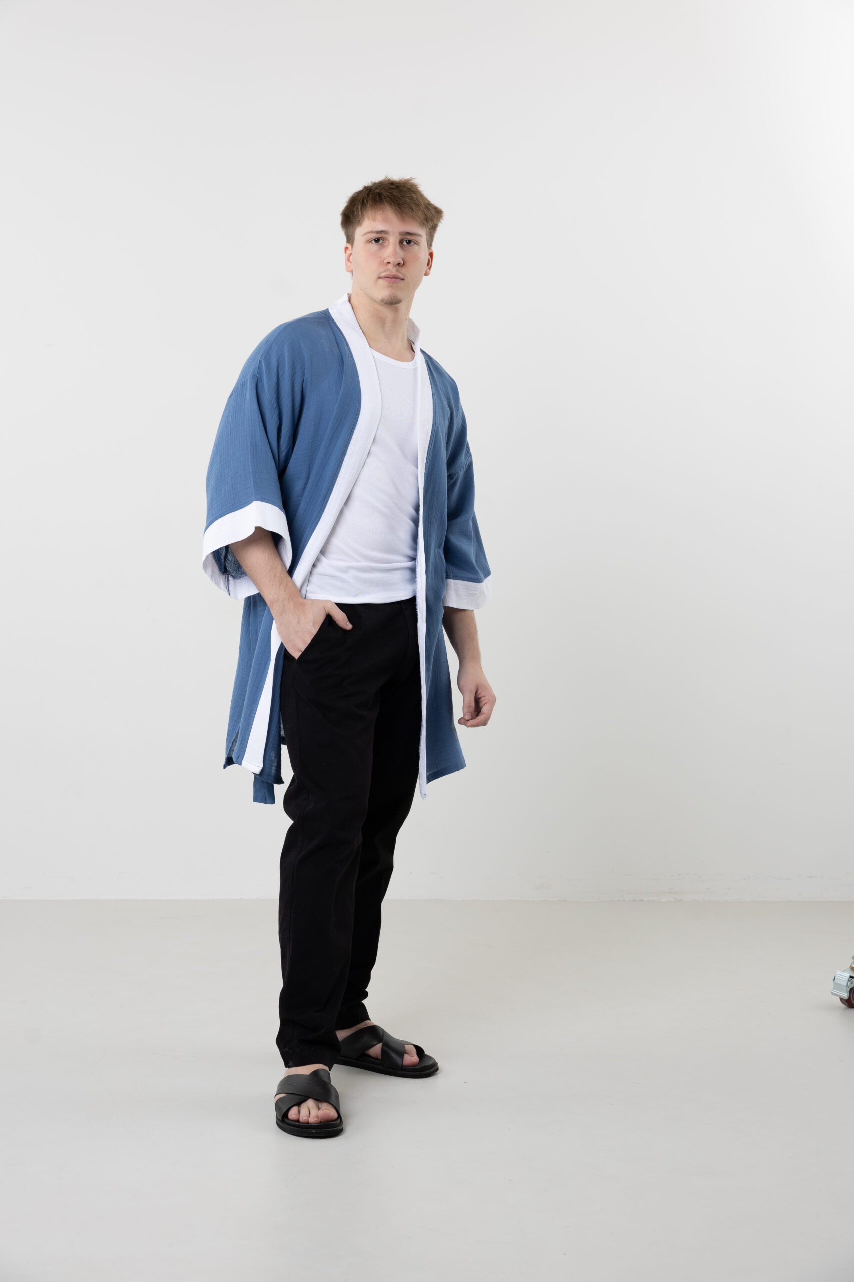 Abstract Face Embroidered Muslin Wrap