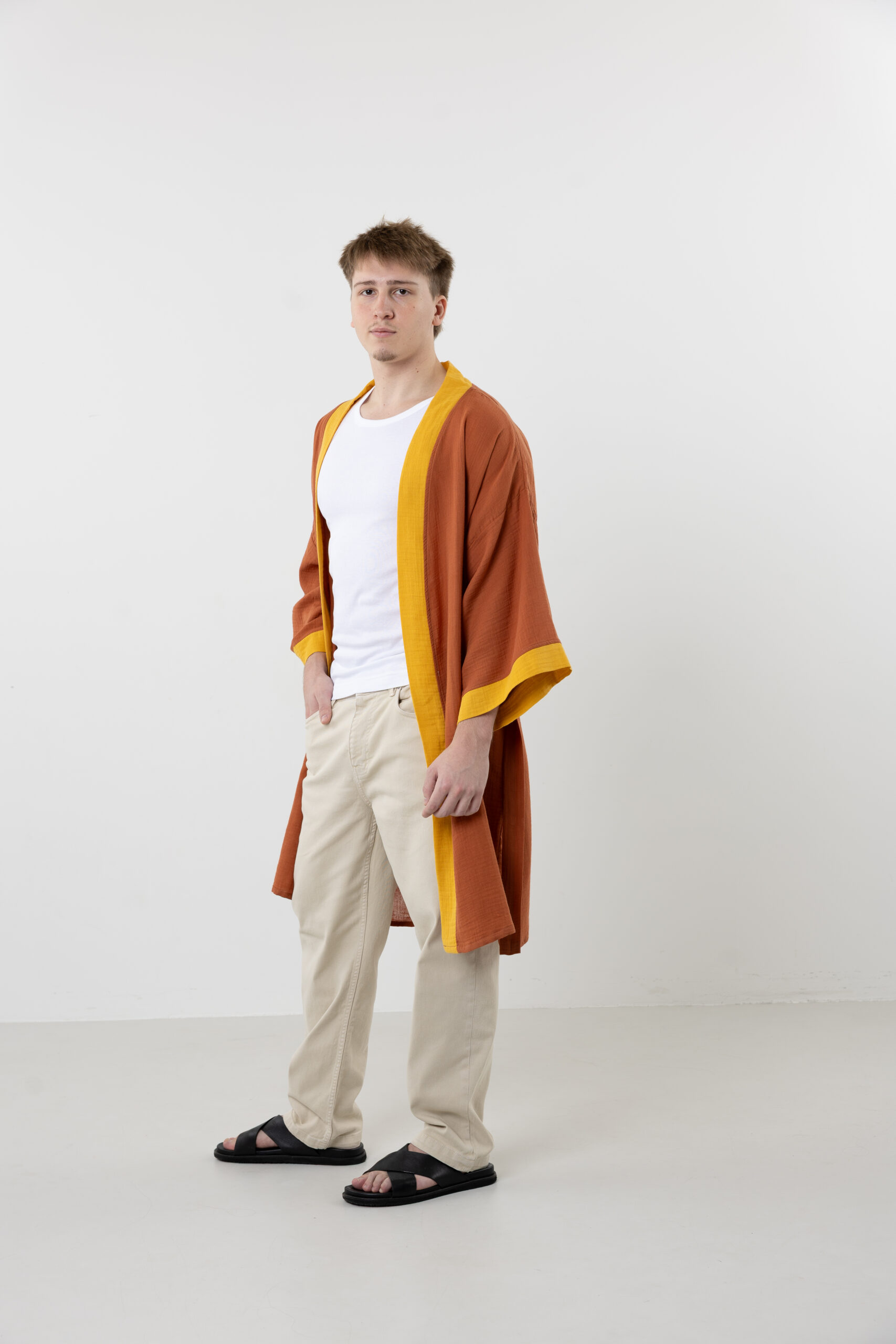 Abstract Face Embroidered Muslin Wrap - Image 9