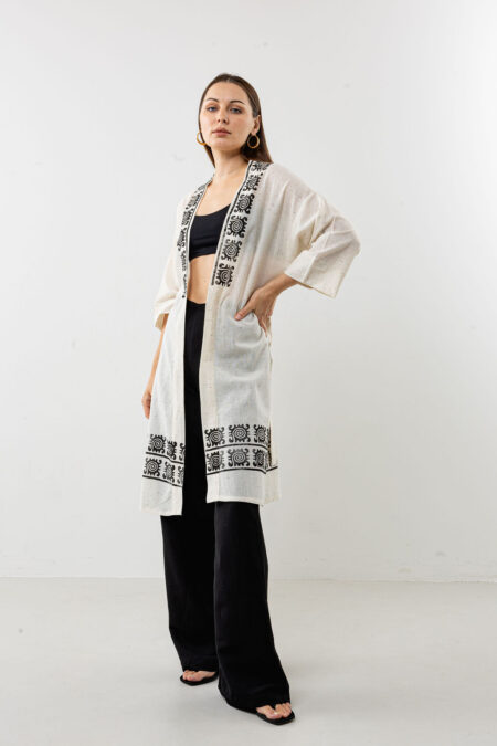 Celestial Symbol Kimono & Tunic-Speckled Linen