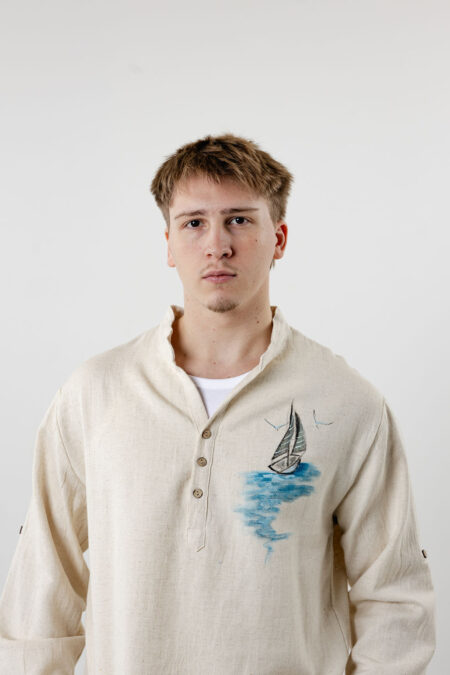 Men’s Artisan Linen Shirt (Sailing Design)