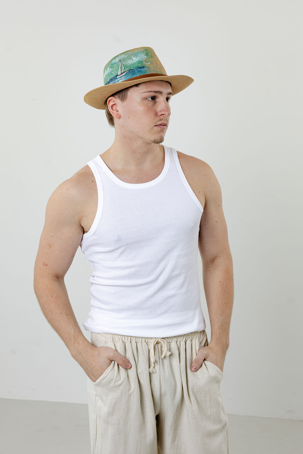 Men’s Summer Straw Fedora Hat – Sailing - Image 3