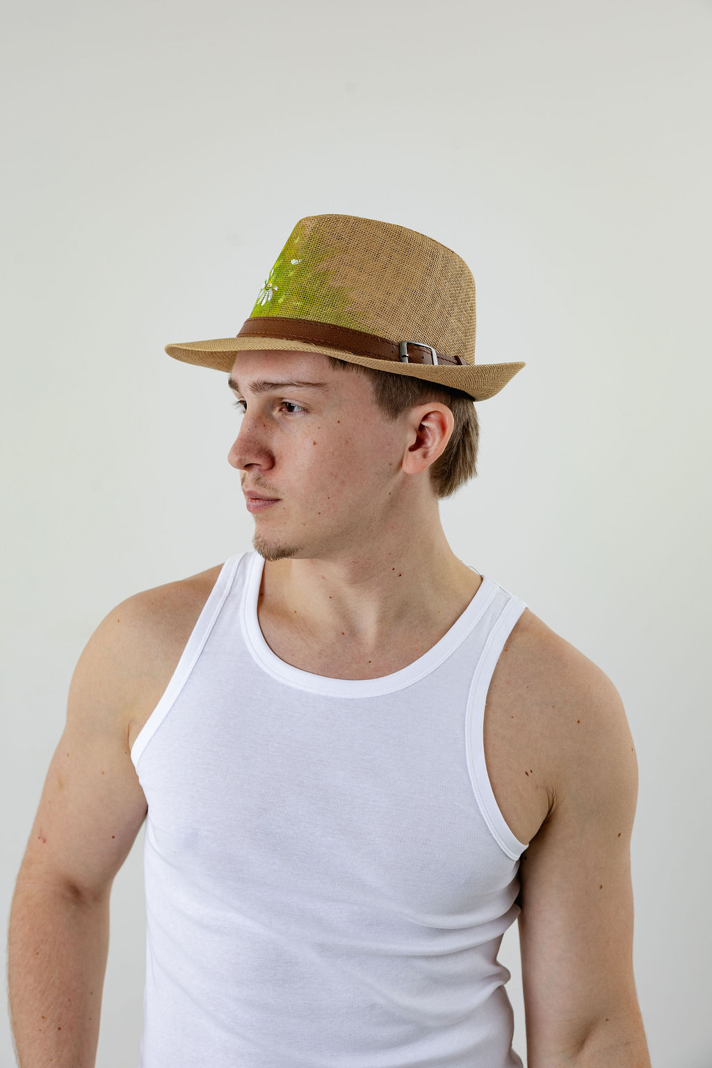 Men’s Summer Straw Fedora Hat – Abstract Daisy Pattern - Image 3