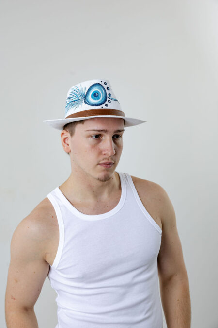 Men’s Summer Straw Fedora Hat –Turkish Lucky Eye