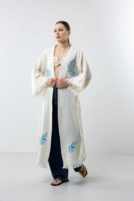 Blue Leaf Styl Long Kimono