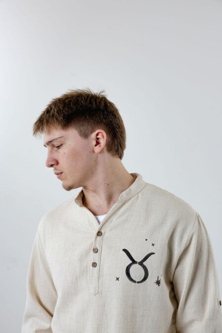 Men’s Artisan Linen Shirt (Zodiac-Taurus Symbol)