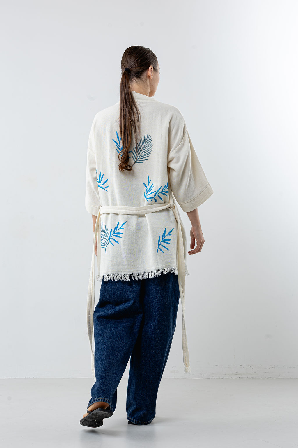Blue Leaf Style Tunic Cardigan Kimono - Image 2