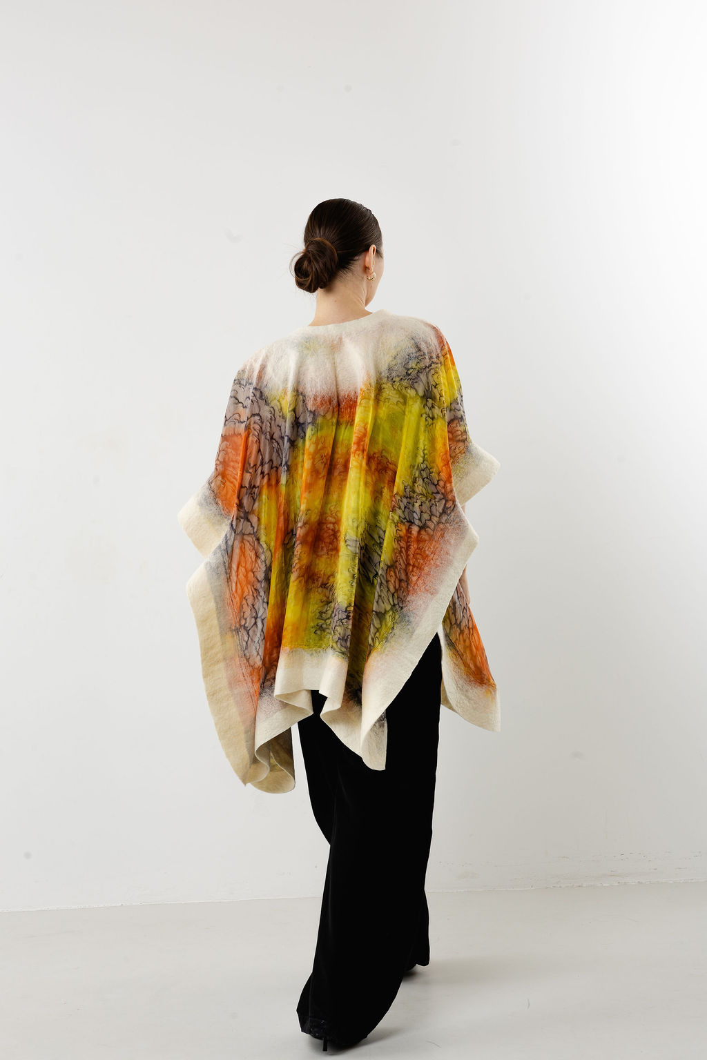 SunGold Elegance Silk Poncho-Yellow - Image 7