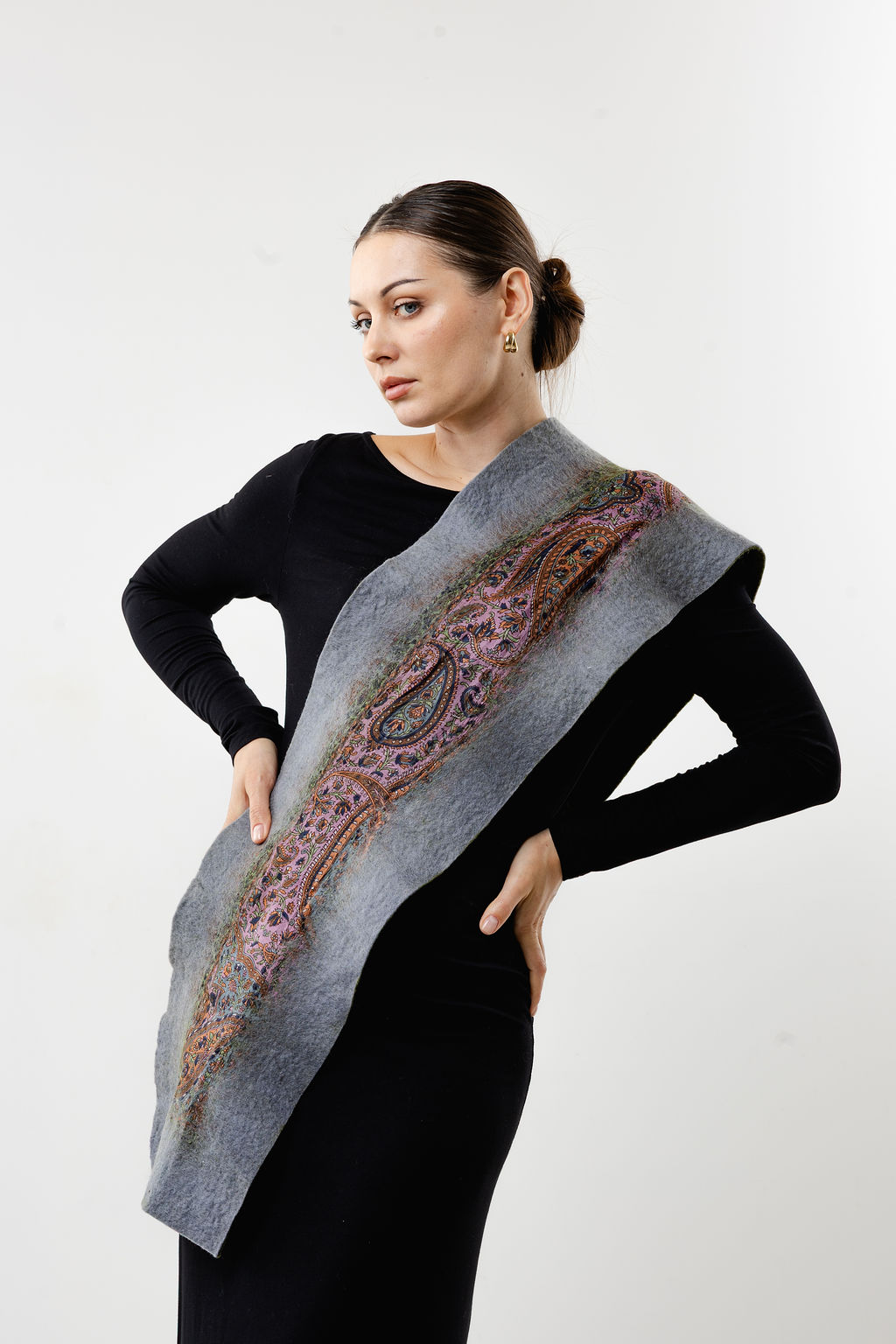 Forest-Silver Elegance Shawl-Reversible Design - Image 3