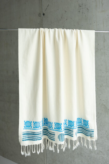 Celestial Rhythm Artisanal Blue Printed Turkish Towel Peshtemal