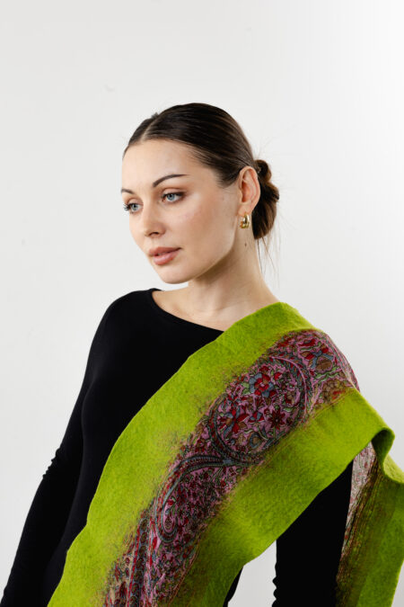 Elegant green silk wrap for garden weddings and spring formal events