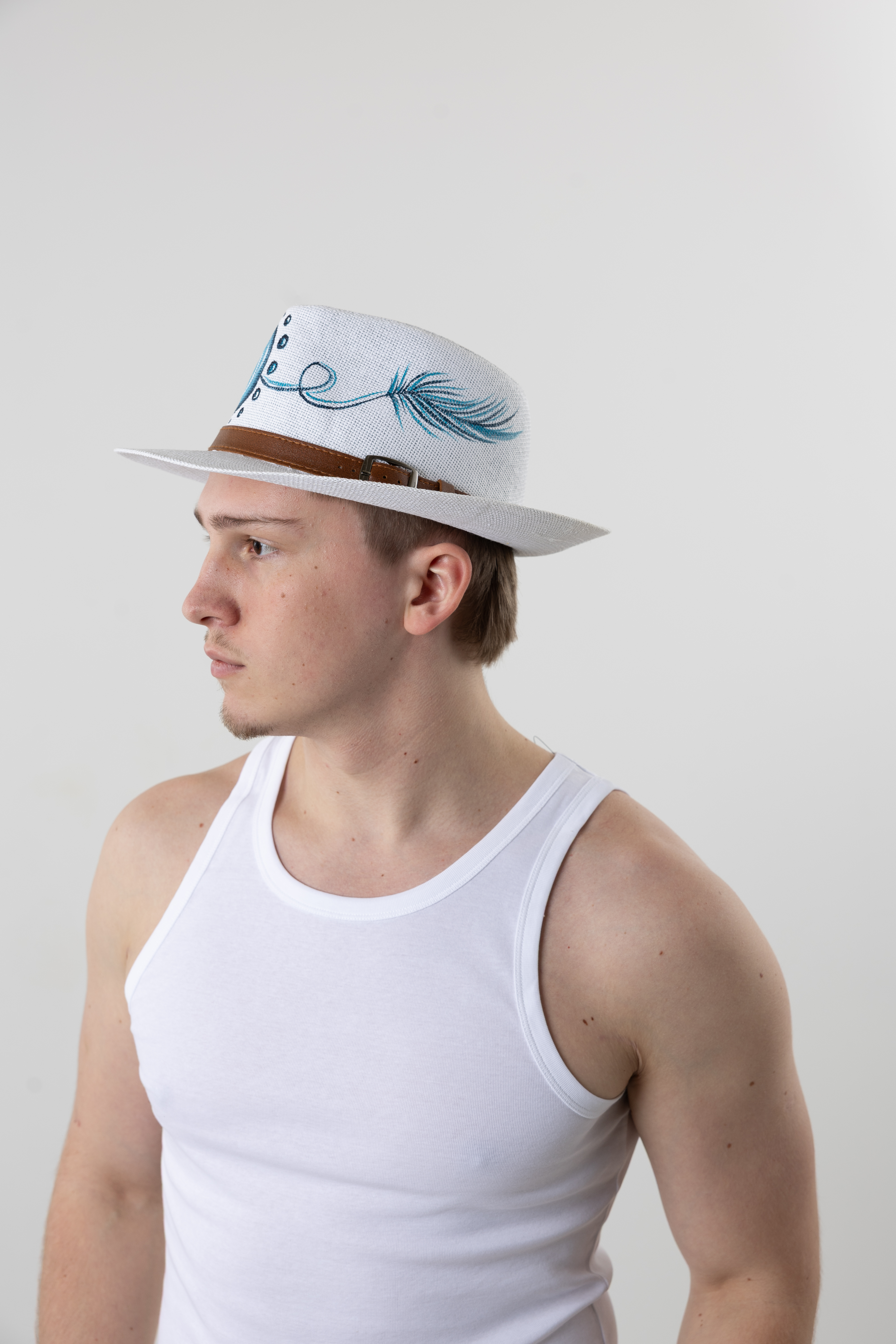 Men’s Summer Straw Fedora Hat – White Lucky Eye - Image 6
