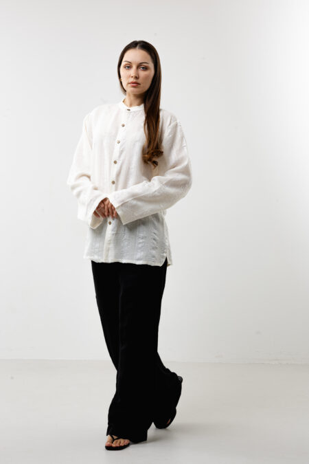 Women’s Starlight Silk Shirt in a premium silk-cotton blend.