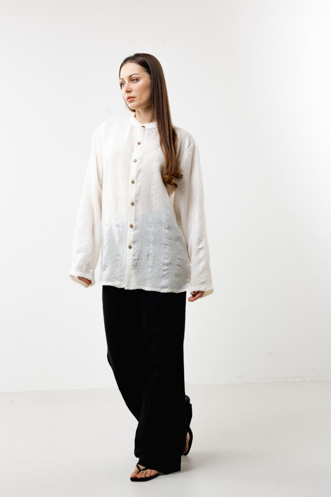 Women’s Starlight Silk Shirt in a premium silk-cotton blend.