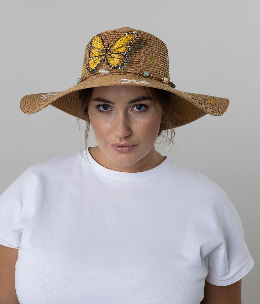 Women’s Summer Straw Hat-Floral & Butterfly - Image 2