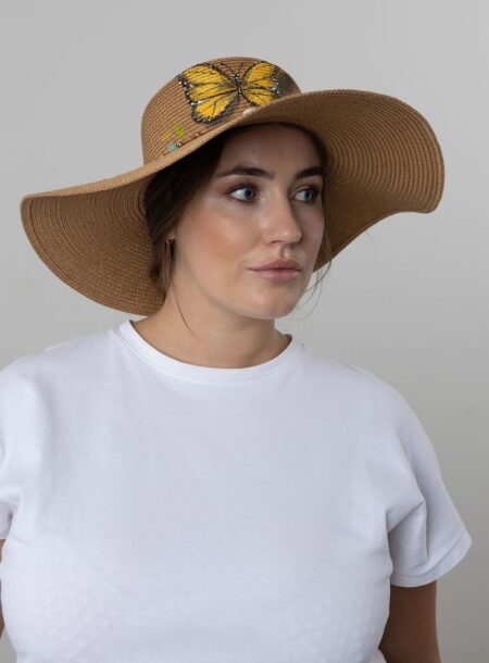 Women’s Summer Straw Hat-Floral & Butterfly